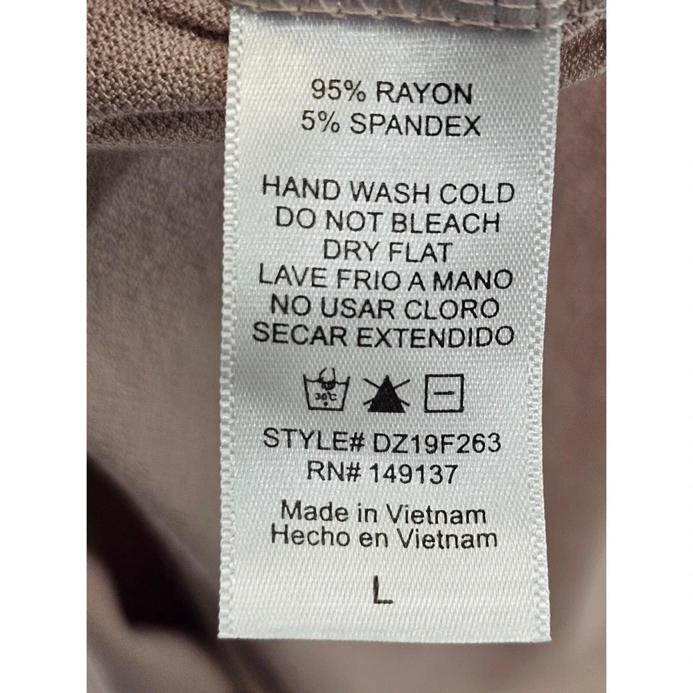 EXCUSE ME I HAVE TO GO BE‎ AWESOME Women's L Mauve Surplice Blouse Shirt Top EUC - Picture 8 of 8